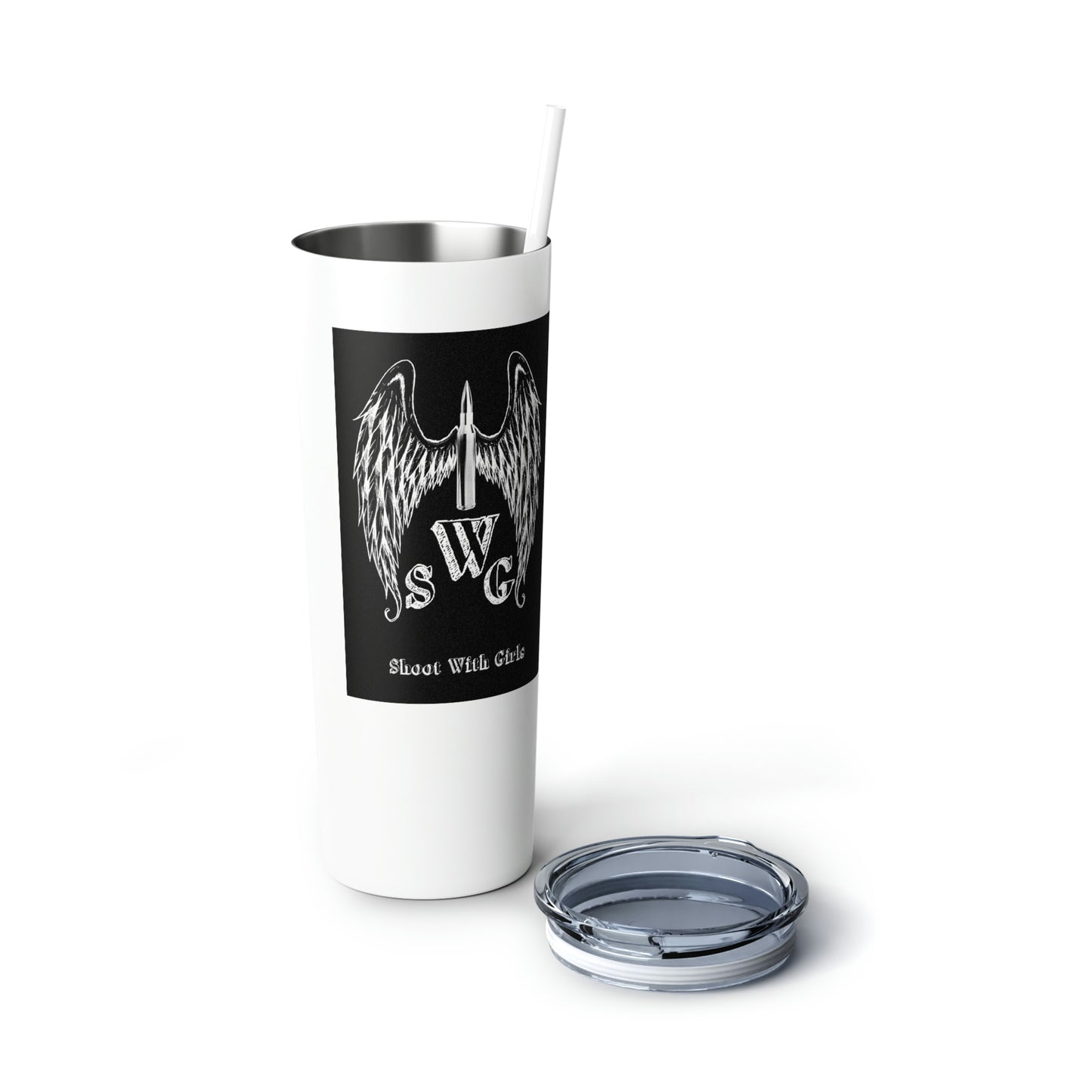 Skinny Steel Tumbler with Straw, 20oz