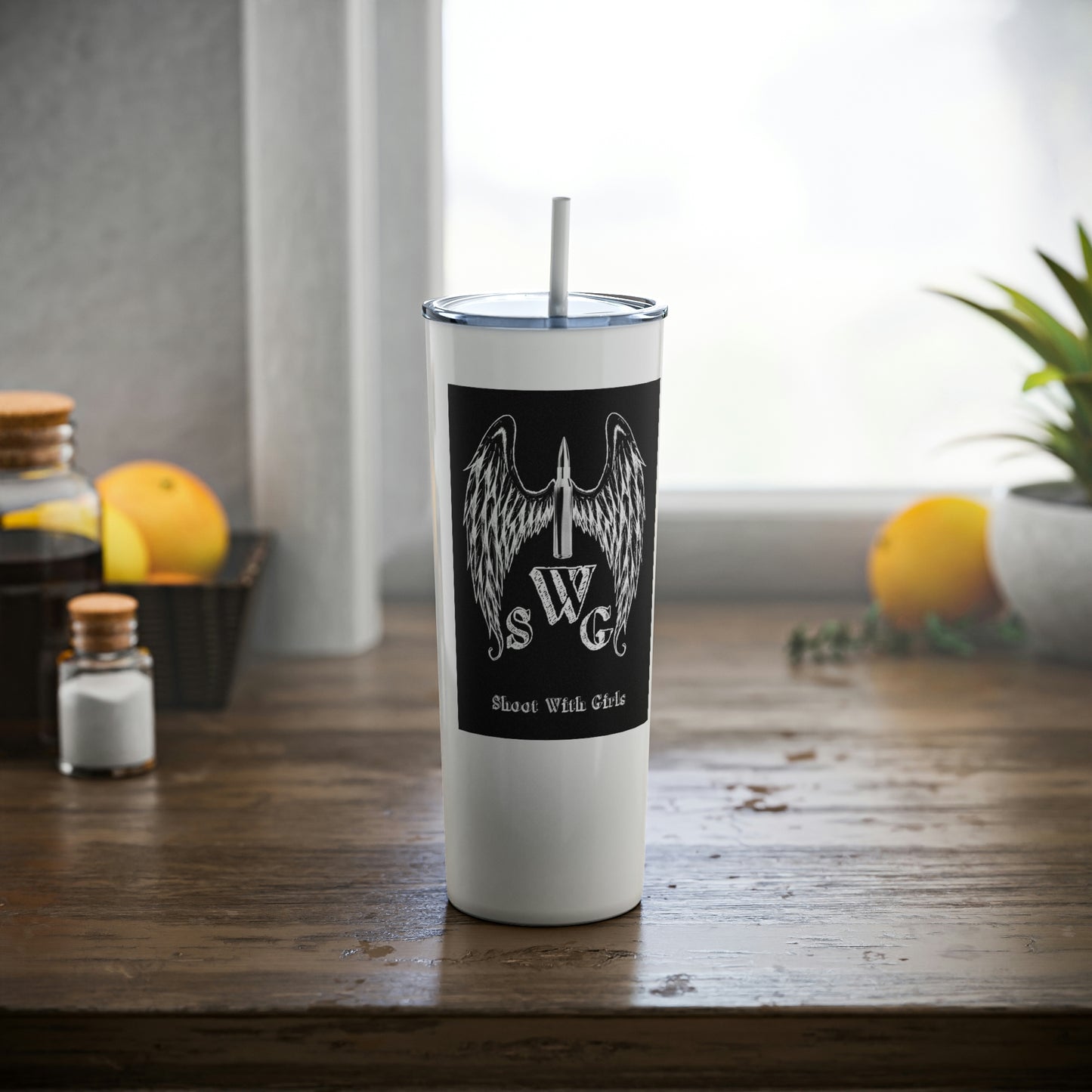 Skinny Steel Tumbler with Straw, 20oz